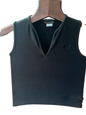 Parasuco Black cotton stretch Sleeveless V-Neck too size S